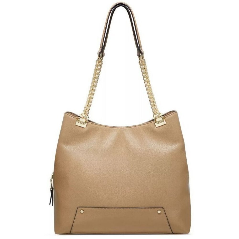 INC Trippii faux-leather chain strap women's tote shoulder bag - CAMEL (Used)